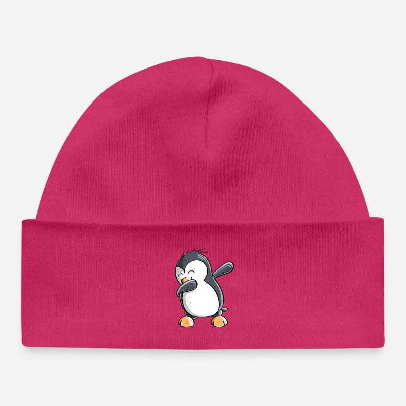 Dab Dance Penguin - Tamponnage - Fun Comic - Cadeau - Bonnet bébé bio - hot pink