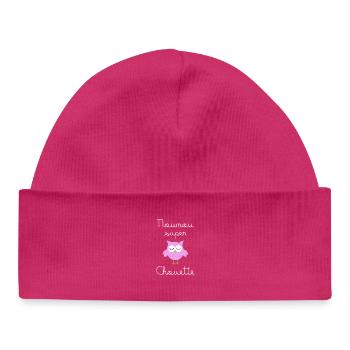 Nounou super chouette (écrit blanc) - Bonnet bébé bio - hot pink - Devant