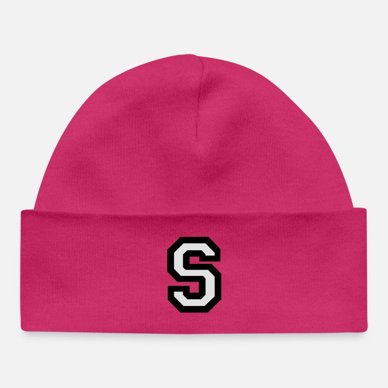 Lettre S en deux couleurs - Bonnet bébé bio - hot pink