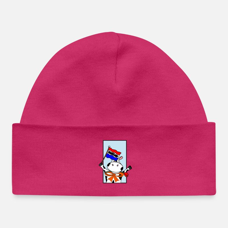 Vache avec drapeau néerlandais - Bonnet bébé bio - hot pink