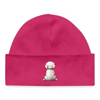 Bichon frisé - Bonnet bébé bio - hot pink - Devant