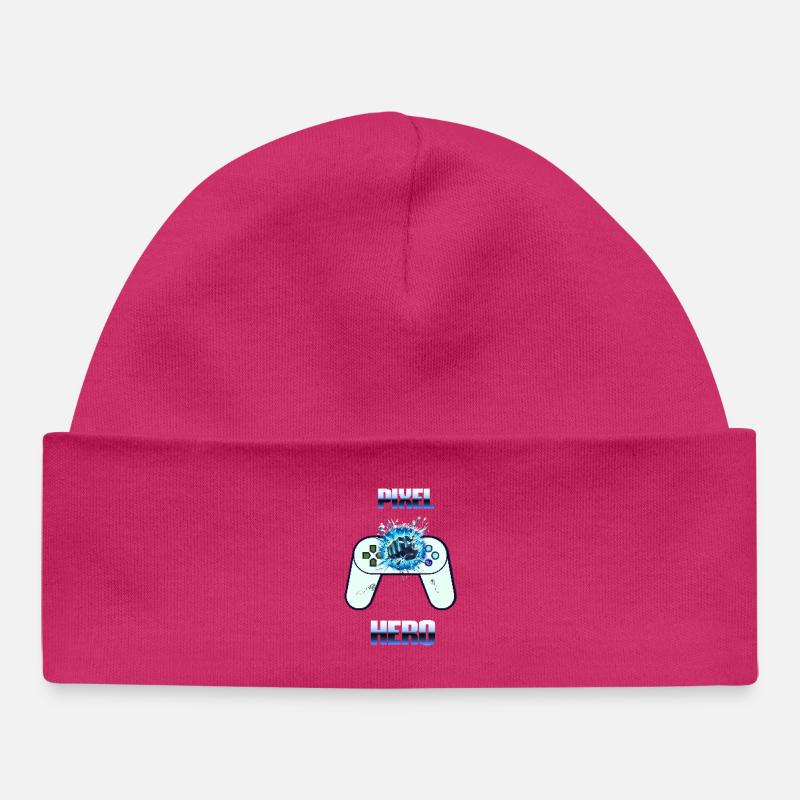 Pixel Hero - Manette de jeu rétro - Bonnet bébé bio - hot pink