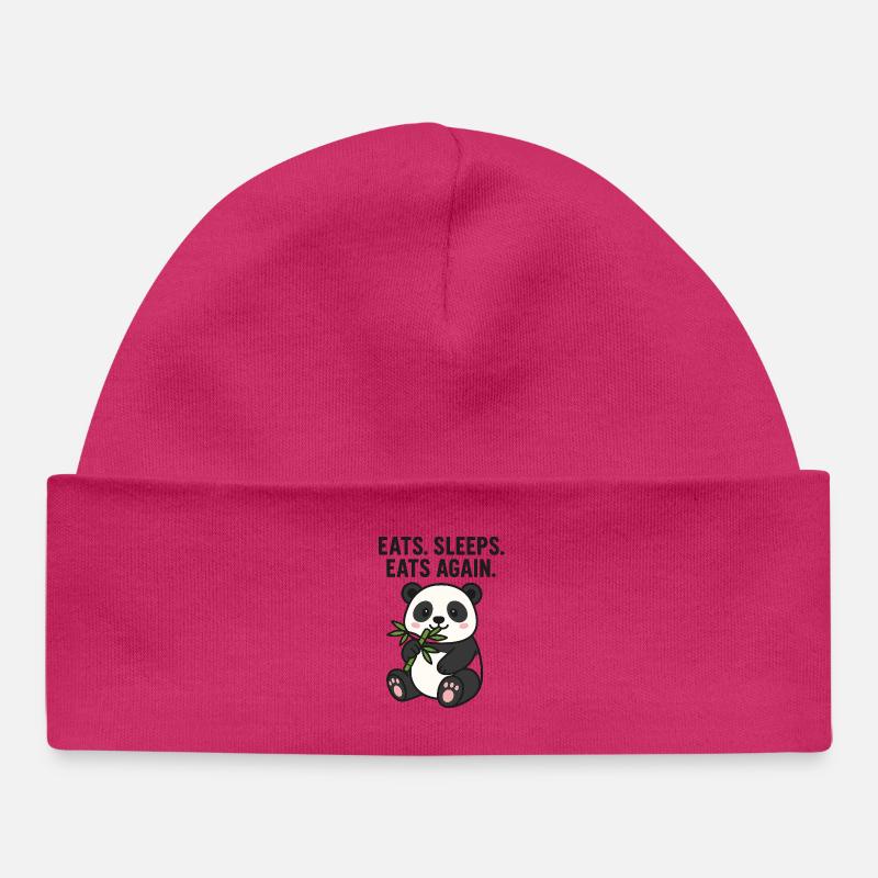 Panda mignon avec de l’humour mangeur de bambou - Bonnet bébé bio - hot pink