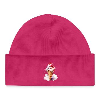 Aquarell Eiscreme Tropfen Kunst Cone - Baby Organic Beanie - hot pink - Front