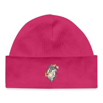 Anatomical heart with flowers and mountains - Baby Organic Beanie - hot pink - Front