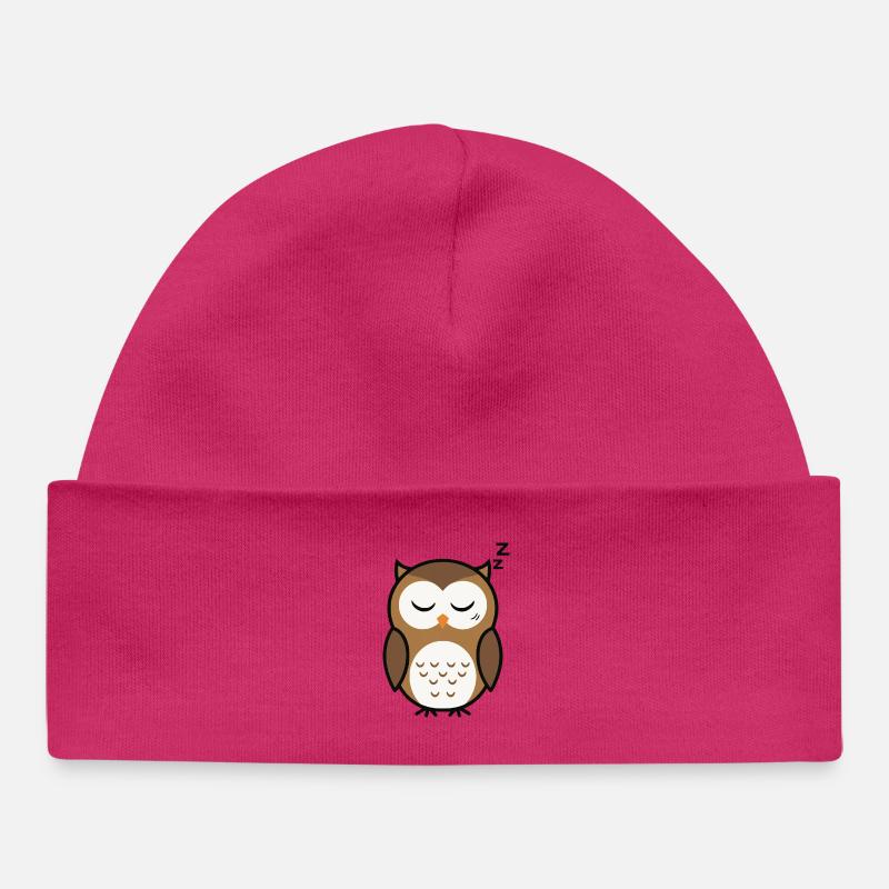 Style minimaliste de chouette endormie mignonne - Bonnet bébé bio - hot pink