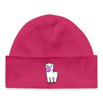 Lama Chewing-gum Debout Corps entier Devant mignon Cool - Bonnet bébé bio - hot pink - Devant