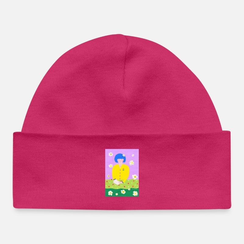 Femme lectrice dans le jardin - Bonnet bébé bio - hot pink