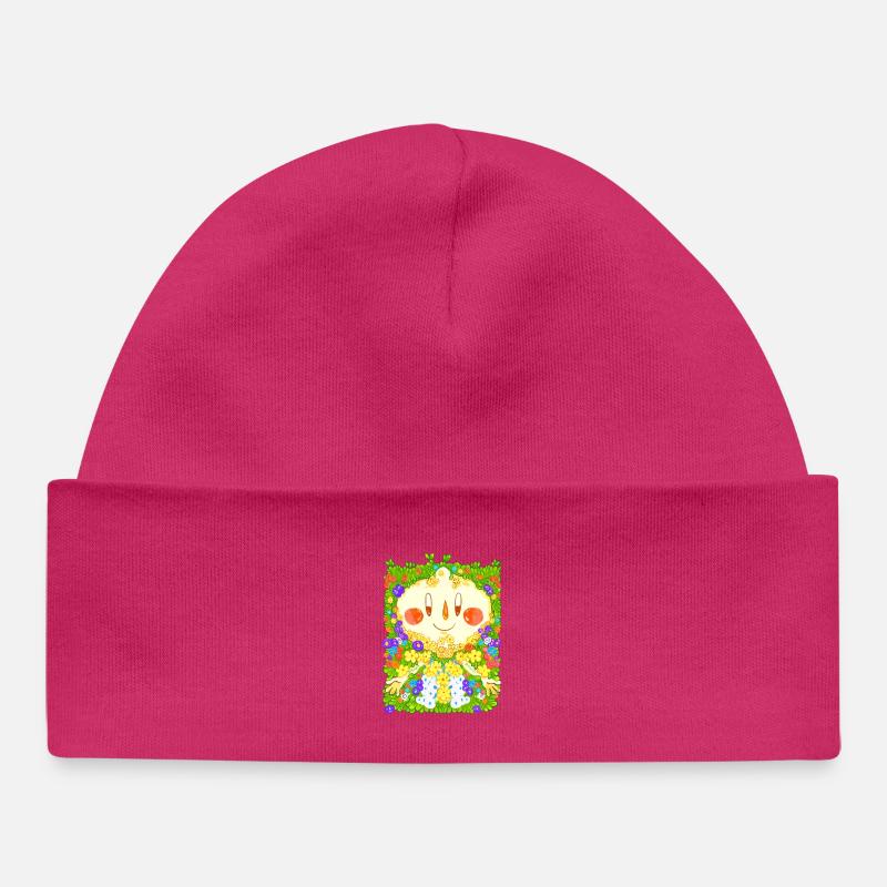 Parterre de fleurs - Bonnet bébé bio - hot pink