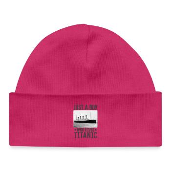 Titanic Boy Loves Titanic - Boys Titanic for Boys - Baby Organic Beanie - hot pink - Front