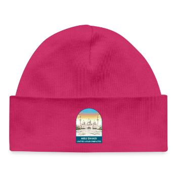 Abu Dhabi UAE Grand Mosque Vintage Travel Poster - Baby Organic Beanie - hot pink - Front