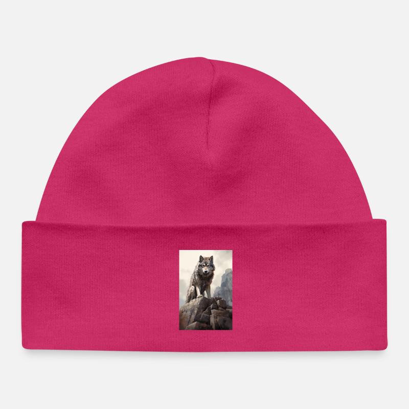 Illustration de Loup - Bonnet bébé bio - hot pink