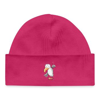 Droll Seagull Animal Motif - Baby Organic Beanie - hot pink - Front