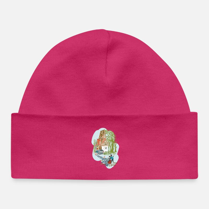 Hansel et Gretel devant la maison de la sorcière - Bonnet bébé bio - hot pink