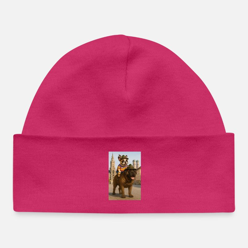 Bouledogue français et Mastiff à Munich - Bonnet bébé bio - hot pink