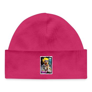 Poupée oiseau inhabituelle de style punk - Bonnet bébé bio - hot pink - Devant