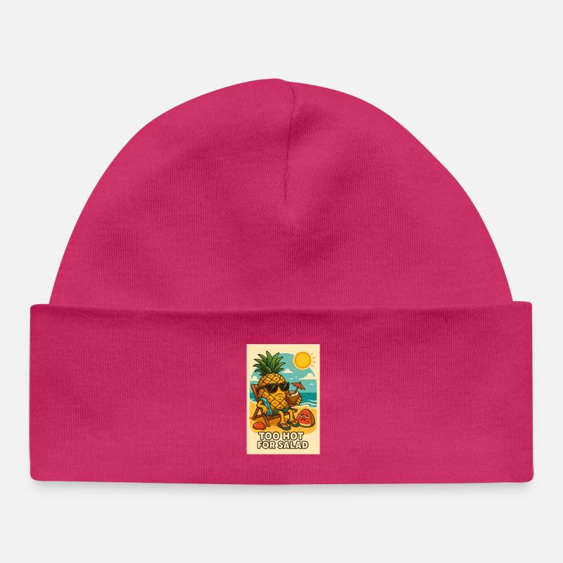 Ananas avec lunettes de soleil sur la plage - Bonnet bébé bio - hot pink