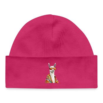 lama - Bonnet bébé bio - hot pink - Devant