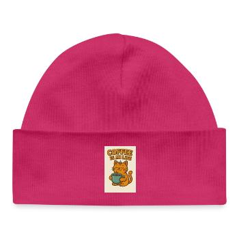 Kaffeeliebende Katze im Retro-Stil - Baby Organic Mütze - hot Pink - Vorne