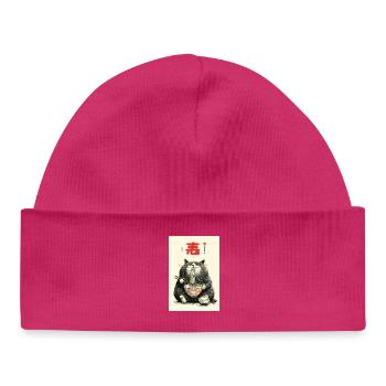 Fortune Cat Noodle Feast - Baby Organic Beanie - hot pink - Front