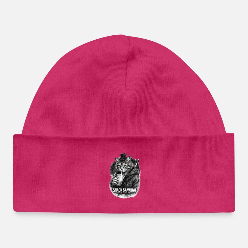 Snack Samurai Cat I - Bonnet bébé bio - hot pink