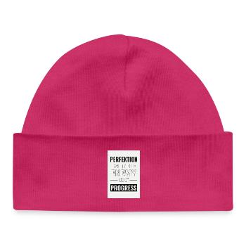 La perfection est l’ennemie du progrès - Bonnet bébé bio - hot pink - Devant