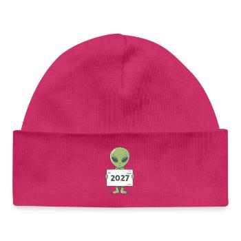Extraterrestre vert - Bonnet bébé bio - hot pink - Devant