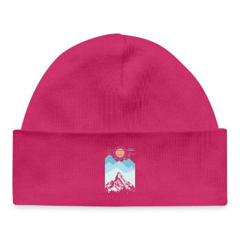 Hiker Scout Camping Hiking Mountain Climbing Mount - Baby Organic Beanie - hot pink - Front