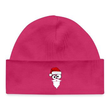 Visage de dessin animé du Père Noël avec chapeau - Bonnet bébé bio - hot pink - Devant