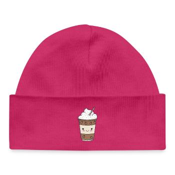 Pumpkin Spice Latte – Kawaii Fall 🍂☕ - Baby Organic Beanie - hot pink - Front
