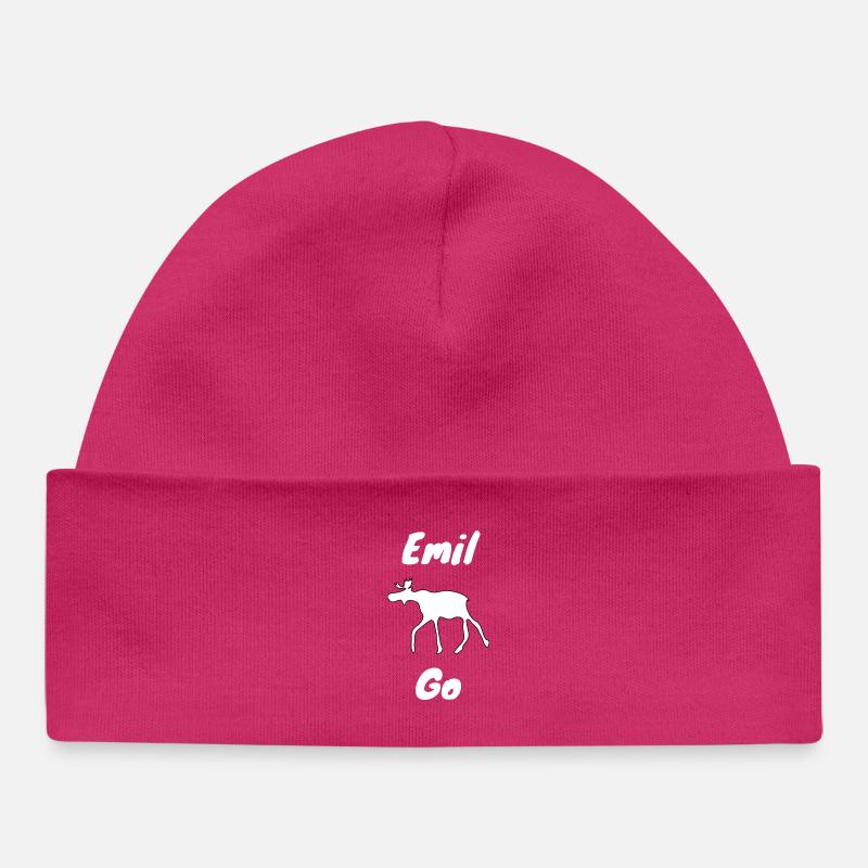Emil der Elch withe - Baby Organic Mütze - hot Pink