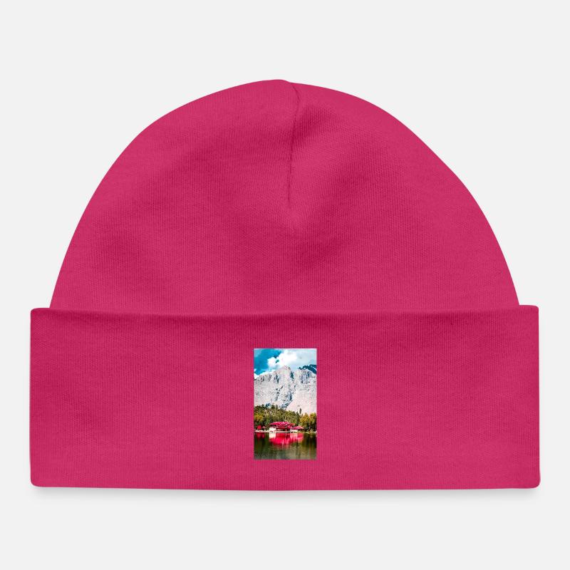 Murmures au bord du lac - Bonnet bébé bio - hot pink