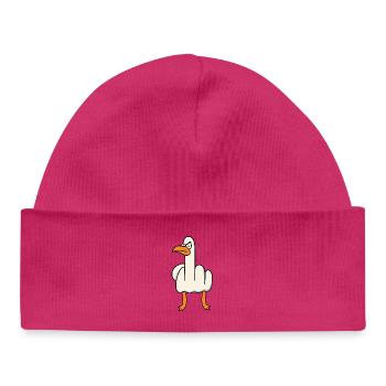 Middle Finger Goose Sarcasm - Baby Organic Beanie - hot pink - Front