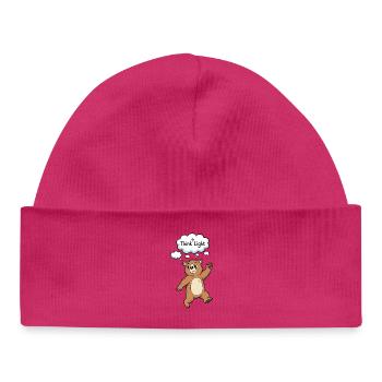 Think Light Bear Cartoon Motif - Baby Organic Beanie - hot pink - Front
