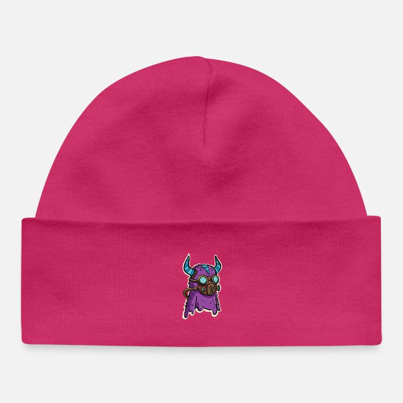 Monstre Violet Steampunk à Lunettes - Bonnet bébé bio - hot pink