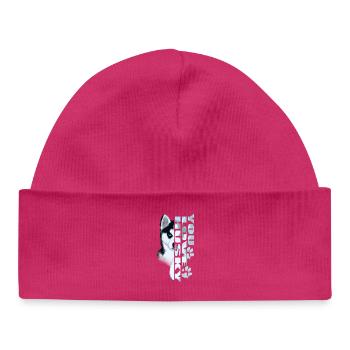 Husky Portrait Schrift - Baby Organic Mütze - hot Pink - Vorne