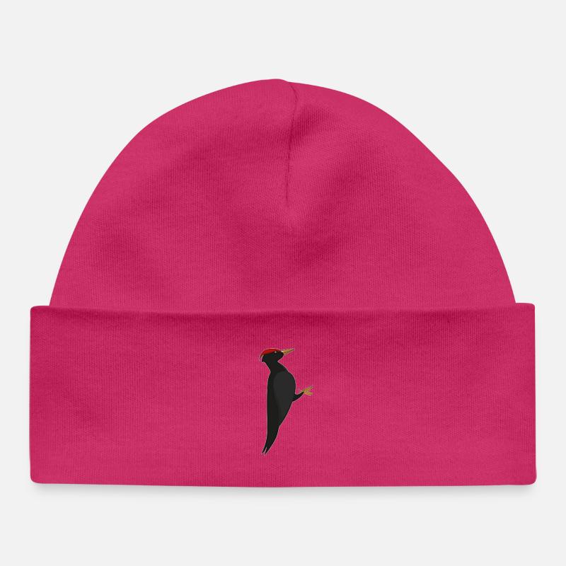 Graphique du pic noir – Portrait d’oiseau moderne - Bonnet bébé bio - hot pink