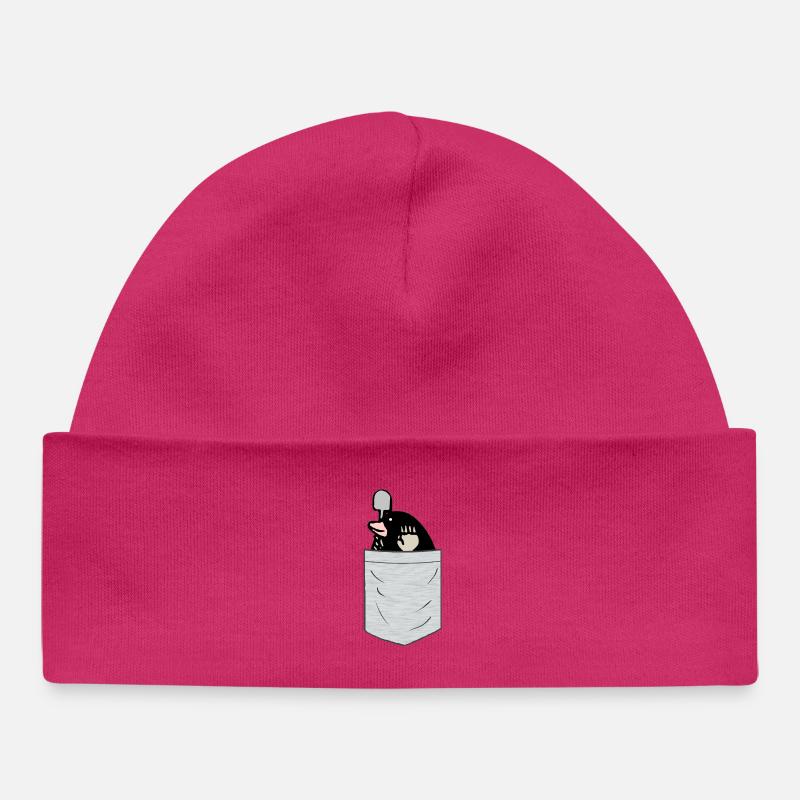 Poche de poitrine pour taupe - Bonnet bébé bio - hot pink