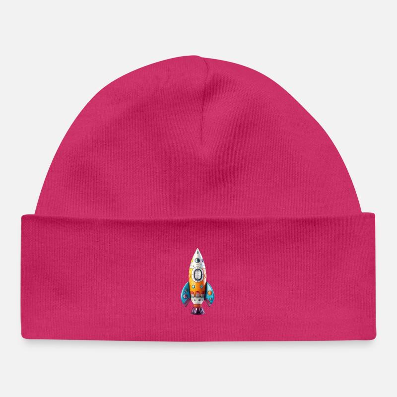 Rocket Richard coloré et mignon - Design imprimé - Bonnet bébé bio - hot pink