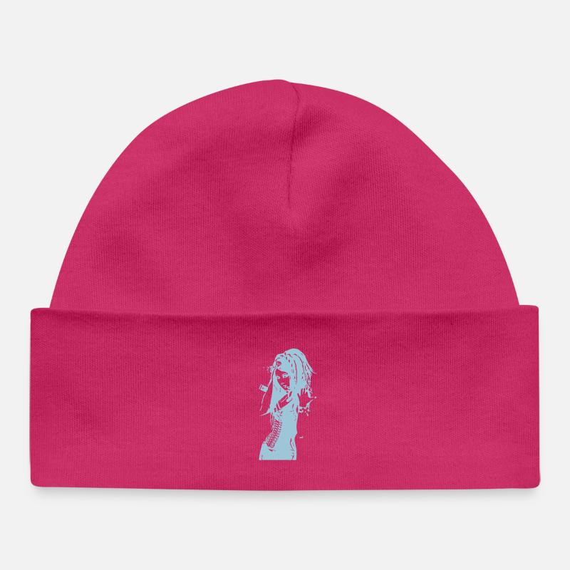 Silhouette bleue - Bonnet bébé bio - hot pink