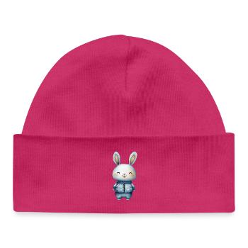 Niedliches kleines Kaninchen – Illustration Zärtlichkeit - Baby Organic Mütze - hot Pink - Vorne