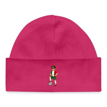 Soccer Boy Mexico Fan Mexican Flag - Baby Organic Beanie - hot pink - Front