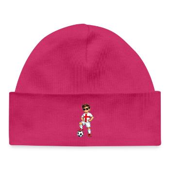 Soccer Boy England Fan English Flag - Baby Organic Beanie - hot pink - Front