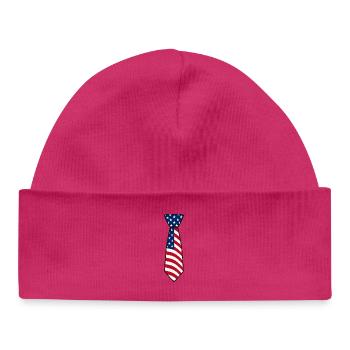 Patriotisches Design der amerikanischen Flaggenkrawatte - Baby Organic Mütze - hot Pink - Vorne
