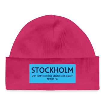 Conception de textes sur l'eau et la ville de Stockholm - Bonnet bébé bio - hot pink - Devant