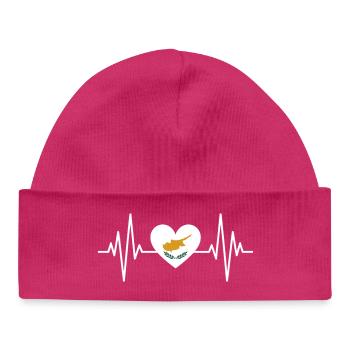 Cyprus Flag Heartbeat Republic of Cyprus Cyprus - Baby Organic Beanie - hot pink - Front