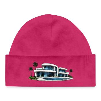 Luxus Villa mit Rundpool - Baby Organic Mütze - hot Pink - Vorne
