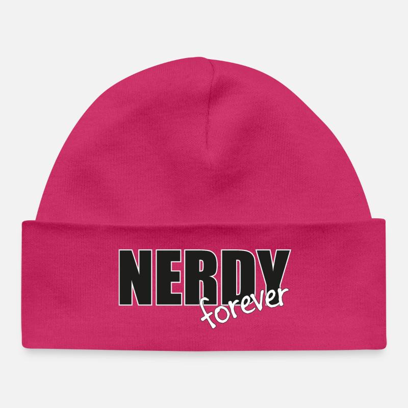 NERDY forever - Logo Noir/Blanc - Bonnet bébé bio - hot pink