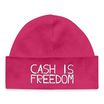 CASH IS FREEDOM - Bonnet bébé bio - hot pink - Devant