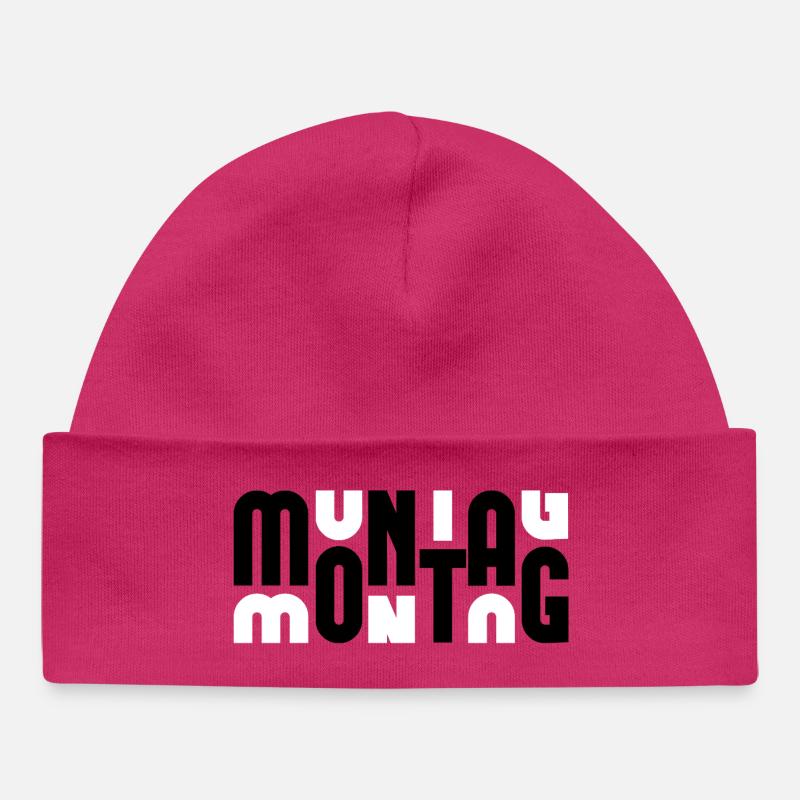 Lundi Noir/Blanc - Bonnet bébé bio - hot pink